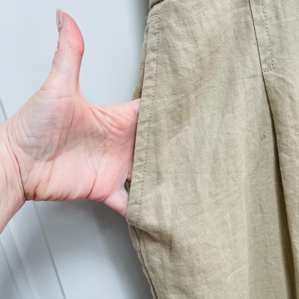 NWT Everlane European Flax Linen Wide Leg Wrap Khaki Tone Belted Jumpsuit Summer - Picture 6 of 13